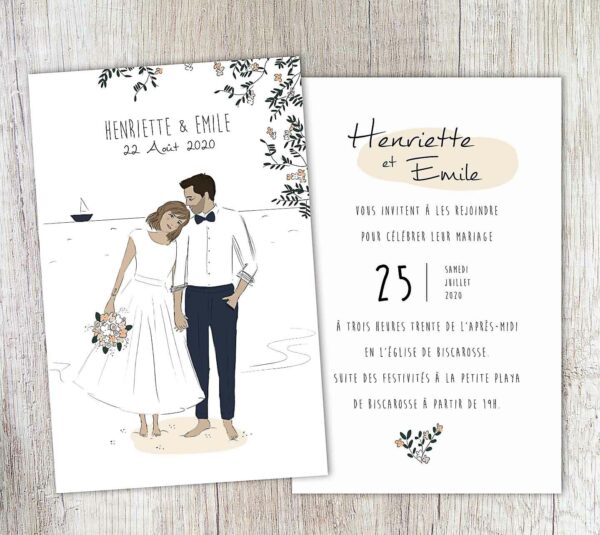 Faire-part de mariage (12 x 17cm)