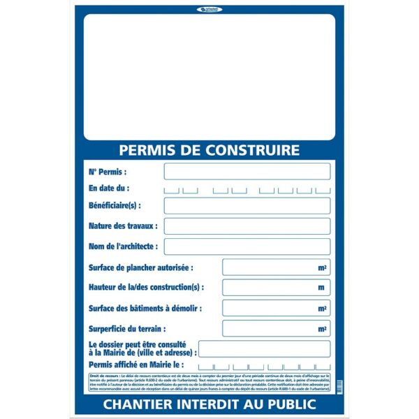 Panneau Permis de Construire 80x120 cm (personnalisable) – Image 3